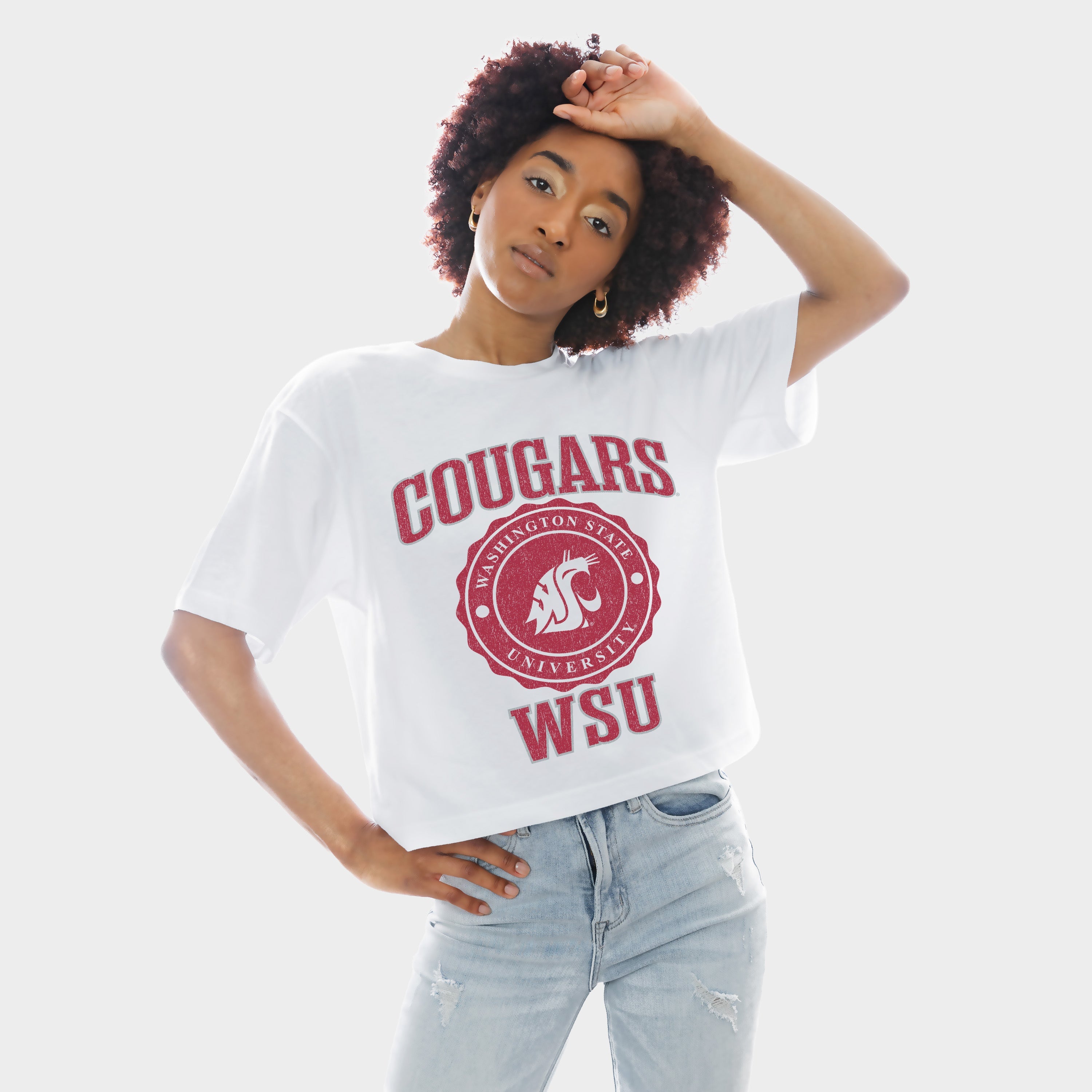 WASHINGTON STATE COUGARS RETRO PLAY BOXY FIT CROPPED TEE