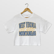 WEST VIRGINIA MOUNTAINEERS DEEP ROOTS BOXY FIT WOMEN'S CROPPED TEE