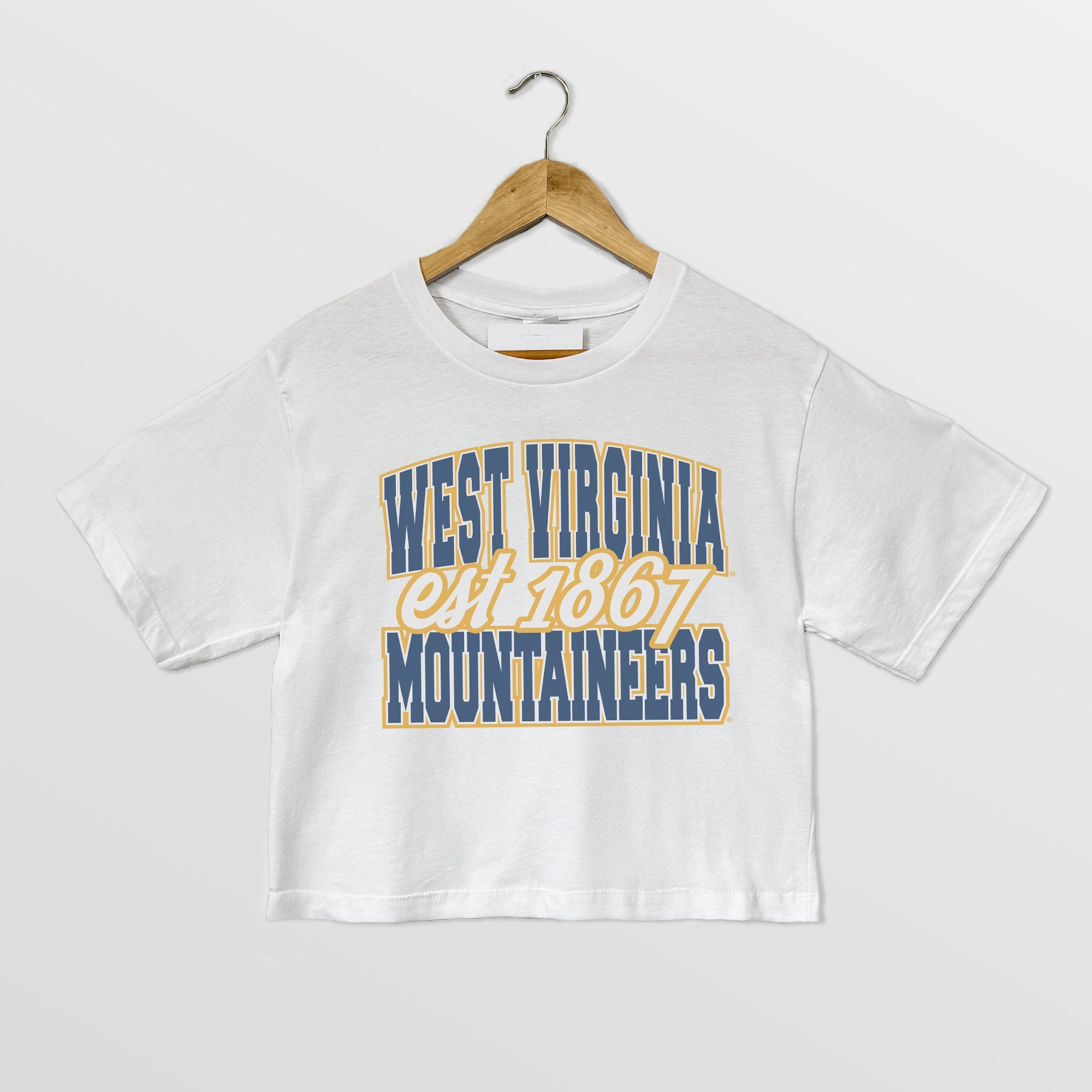 WEST VIRGINIA MOUNTAINEERS DEEP ROOTS BOXY FIT WOMEN'S CROPPED TEE