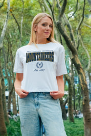 WEST VIRGINIA MOUNTAINEERS EASY WIN BOXY FIT CROP TEE