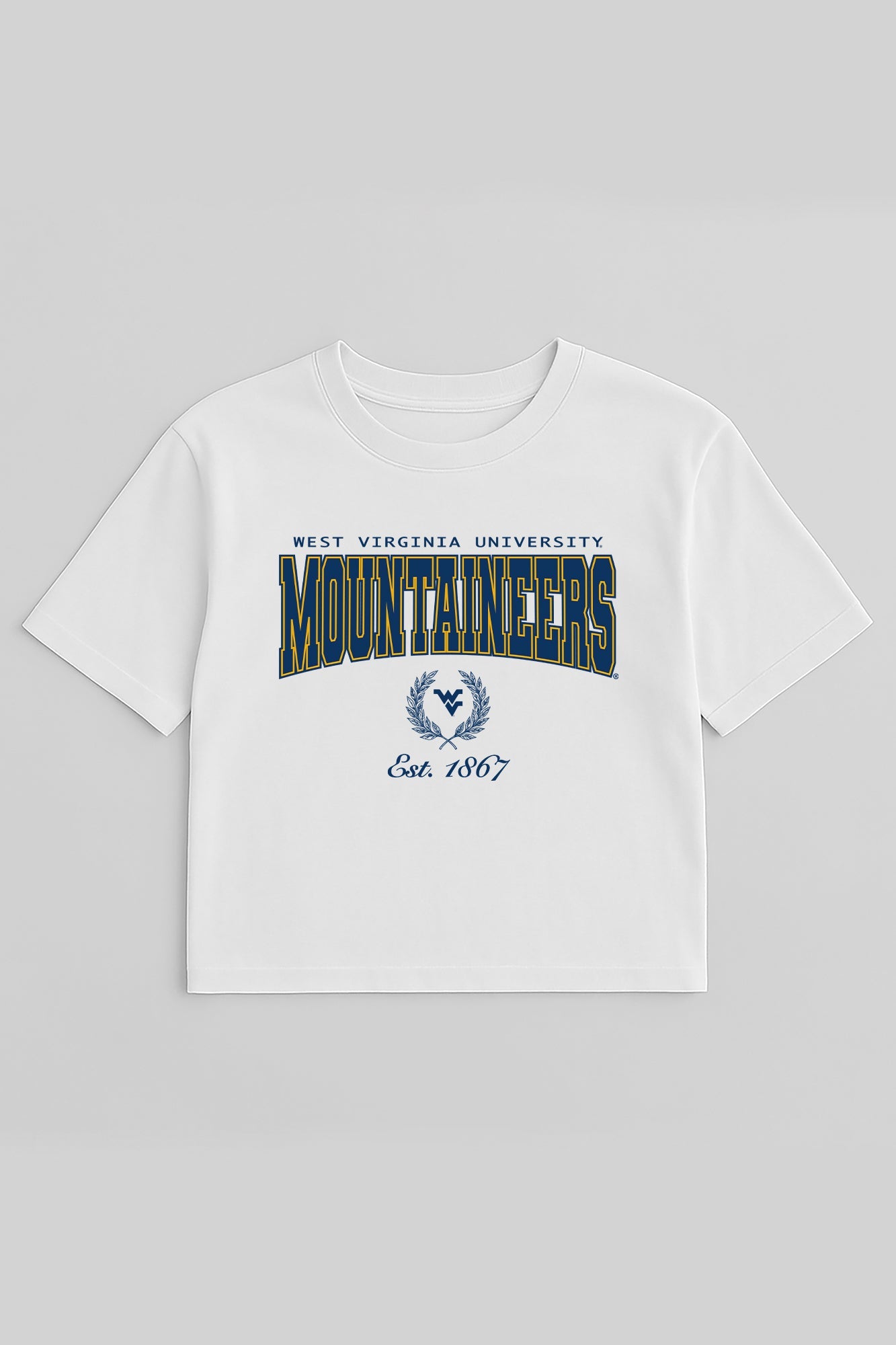 WEST VIRGINIA MOUNTAINEERS EASY WIN BOXY FIT CROP TEE