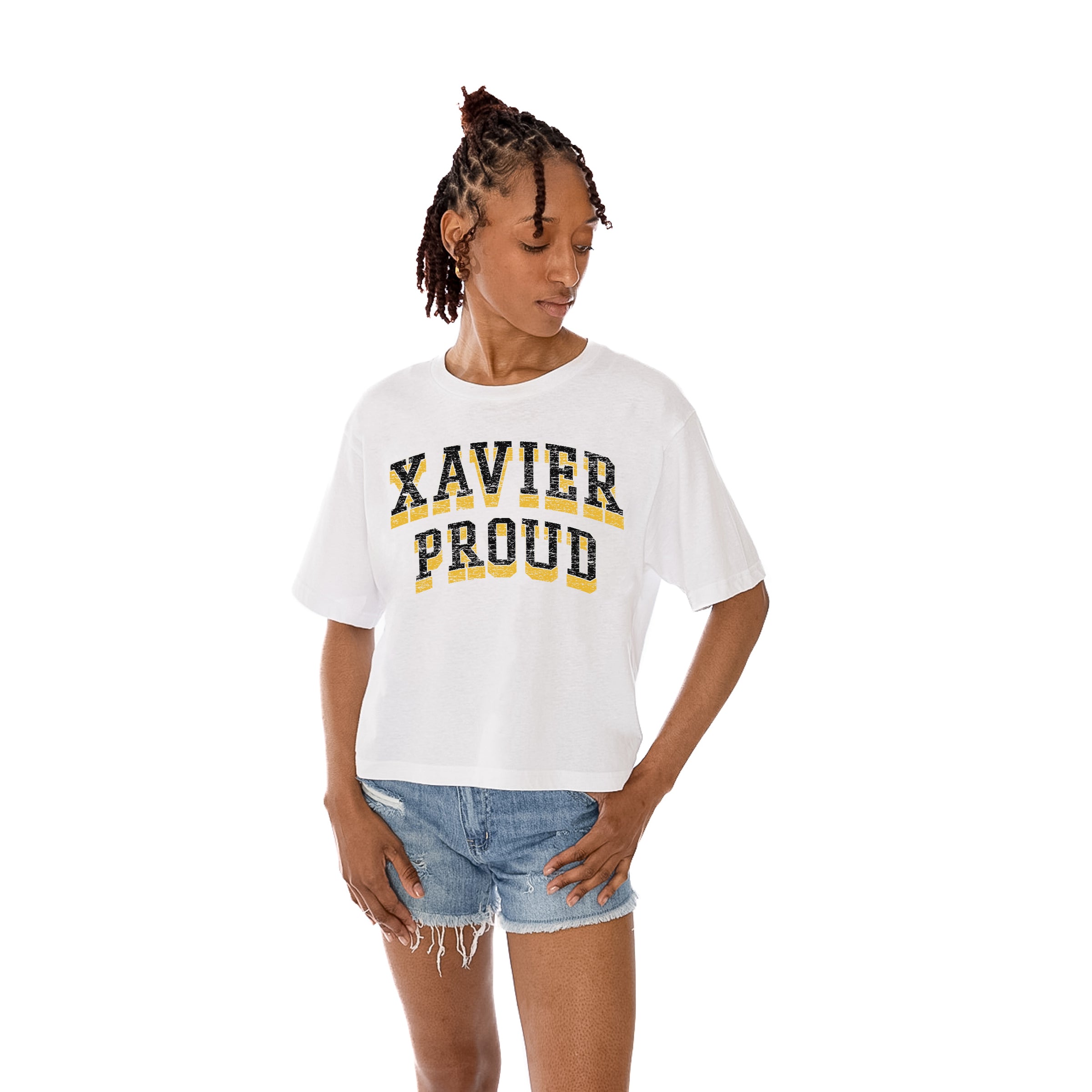 XAVIER UNIVERSITY OF LOUISIANA GOLD RUSH Claim To Fame Boxy-Fit Crop Tee