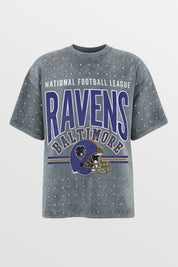 BALTIMORE RAVENS PRIME SHINE MINI RHINESTONE SHORT SLEEVE CLASSIC TEE BY RANDI MAHOMES