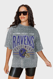 BALTIMORE RAVENS PRIME SHINE MINI RHINESTONE SHORT SLEEVE CLASSIC TEE BY RANDI MAHOMES