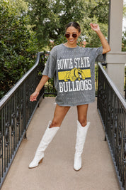 Grey Bowie State Bulldogs Mini Rhinestone Tee - On Model Full Body | Gameday Couture - SOHO