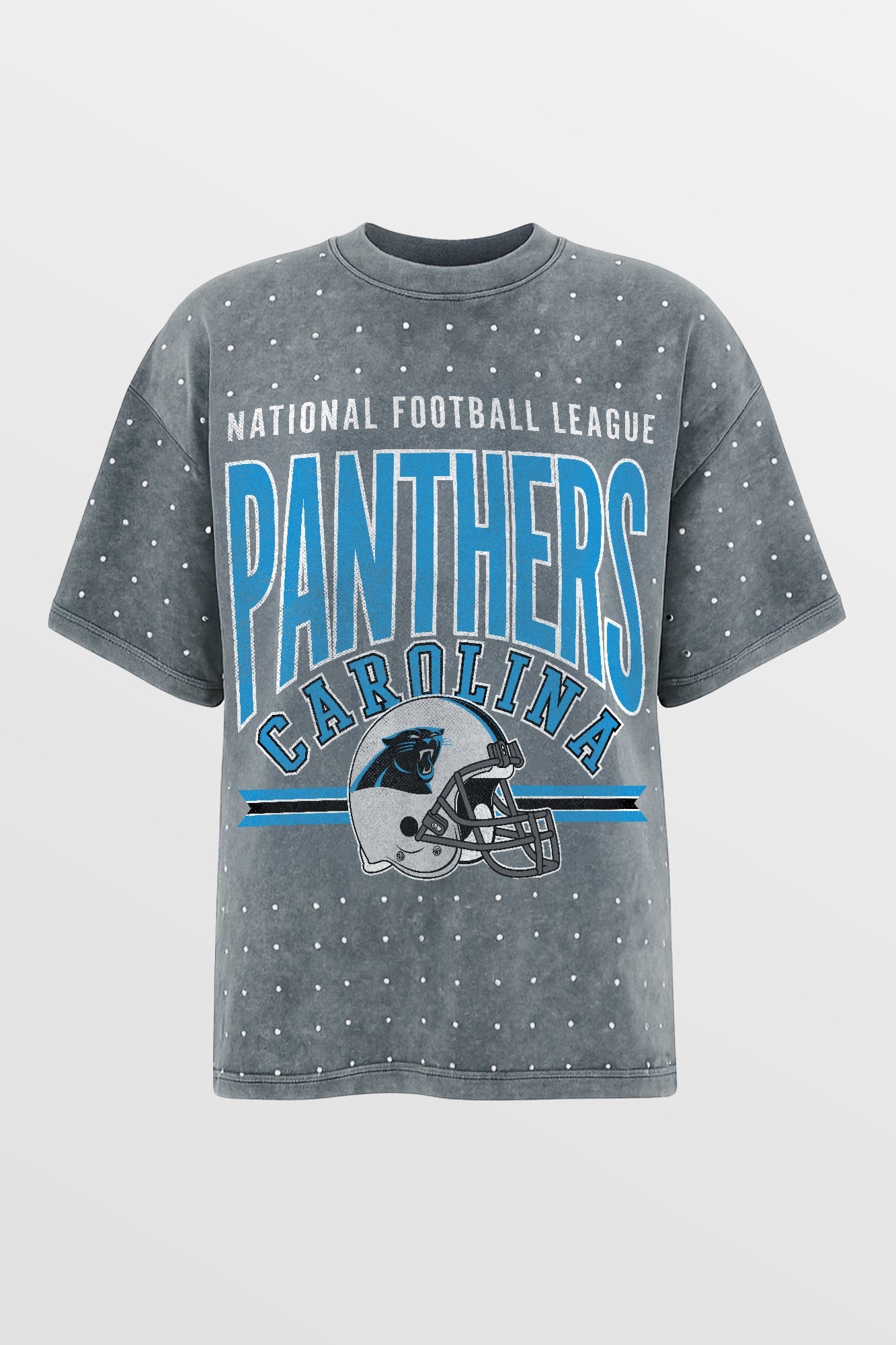CAROLINA PANTHERS PRIME SHINE MINI RHINESTONE SHORT SLEEVE CLASSIC TEE BY RANDI MAHOMES