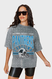 CAROLINA PANTHERS PRIME SHINE MINI RHINESTONE SHORT SLEEVE CLASSIC TEE BY RANDI MAHOMES