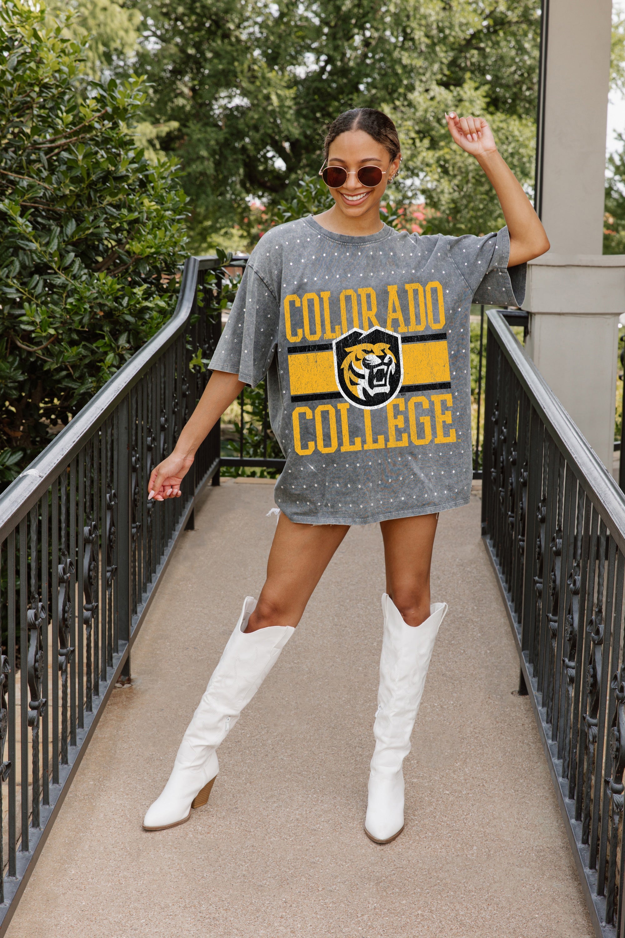 COLORADO TIGERS ON THE BALL MINI RHINESTONE SHORT SLEEVE CLASSIC TEE