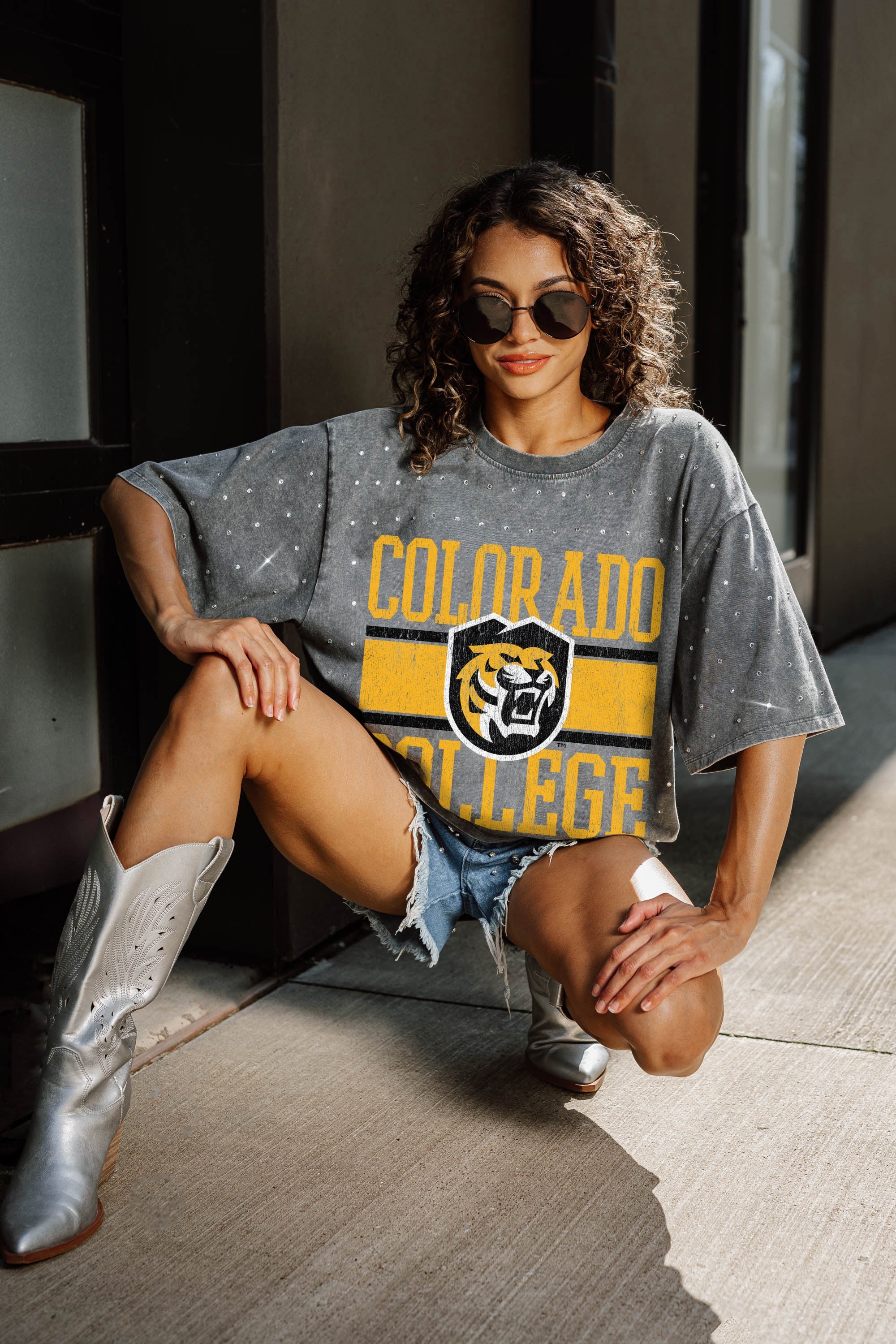 COLORADO TIGERS ON THE BALL MINI RHINESTONE SHORT SLEEVE CLASSIC TEE