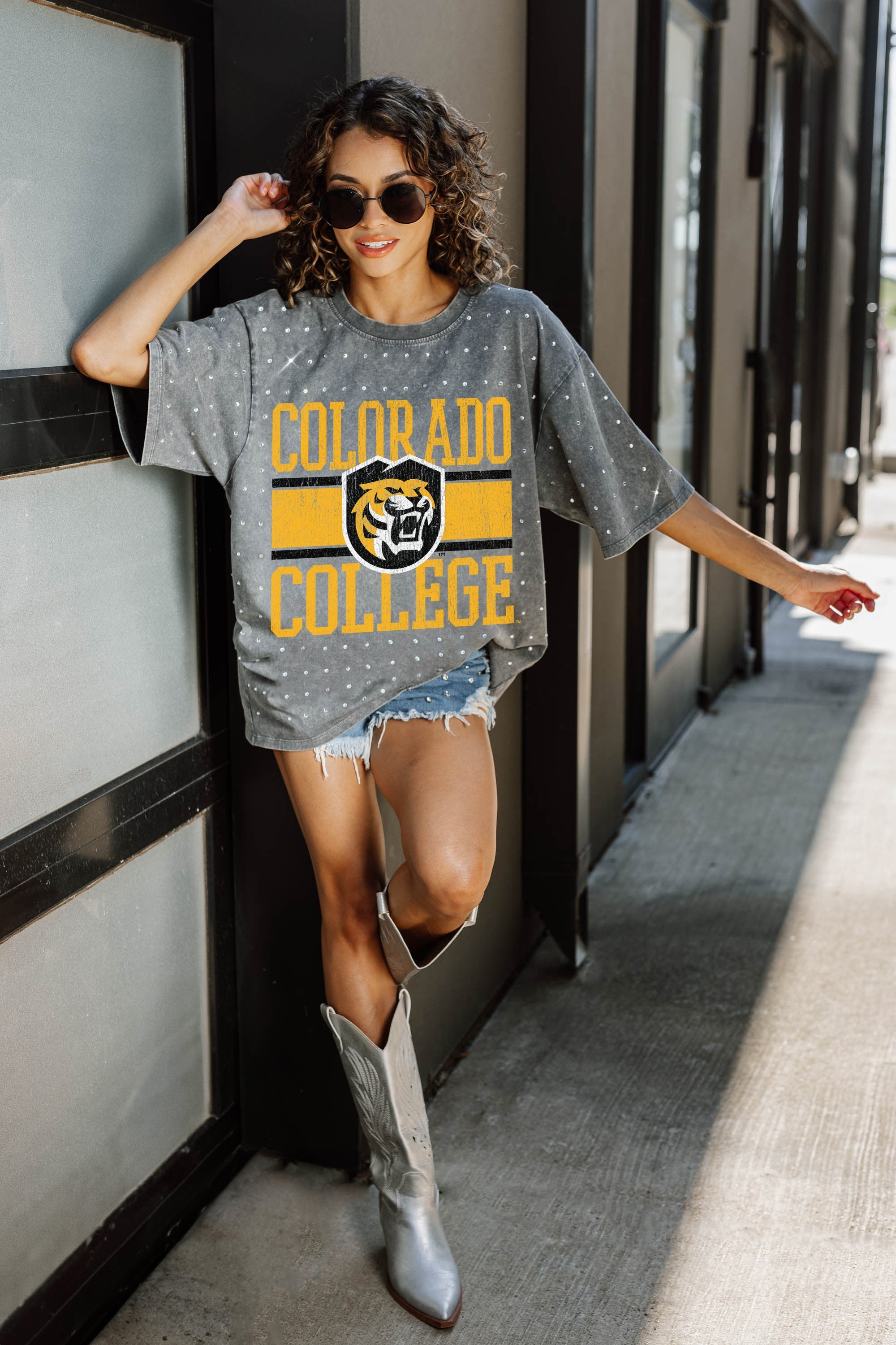 COLORADO TIGERS ON THE BALL MINI RHINESTONE SHORT SLEEVE CLASSIC TEE