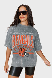CINCINNATI BENGALS PRIME SHINE MINI RHINESTONE SHORT SLEEVE CLASSIC TEE BY RANDI MAHOMES
