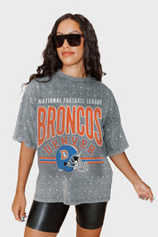 DENVER BRONCOS PRIME SHINE MINI RHINESTONE SHORT SLEEVE CLASSIC TEE BY RANDI MAHOMES