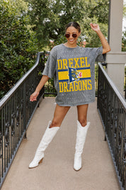 Grey DREXEL UNIVERSITY DRAGONS Mini Rhinestone Tee - On Model Full Body | Gameday Couture - SOHO