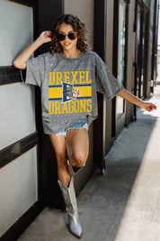Grey DREXEL UNIVERSITY DRAGONS Mini Rhinestone Tee - On Model Standing | Gameday Couture - SOHO