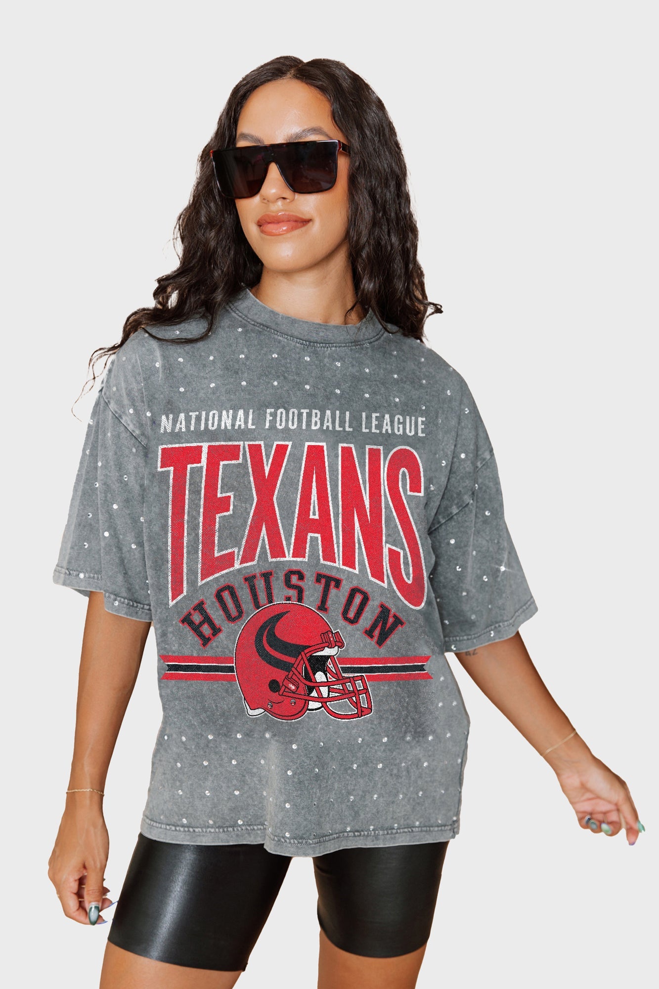 HOUSTON TEXANS PRIME SHINE MINI RHINESTONE SHORT SLEEVE CLASSIC TEE BY RANDI MAHOMES