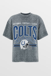 INDIANAPOLIS COLTS PRIME SHINE MINI RHINESTONE SHORT SLEEVE CLASSIC TEE BY RANDI MAHOMES