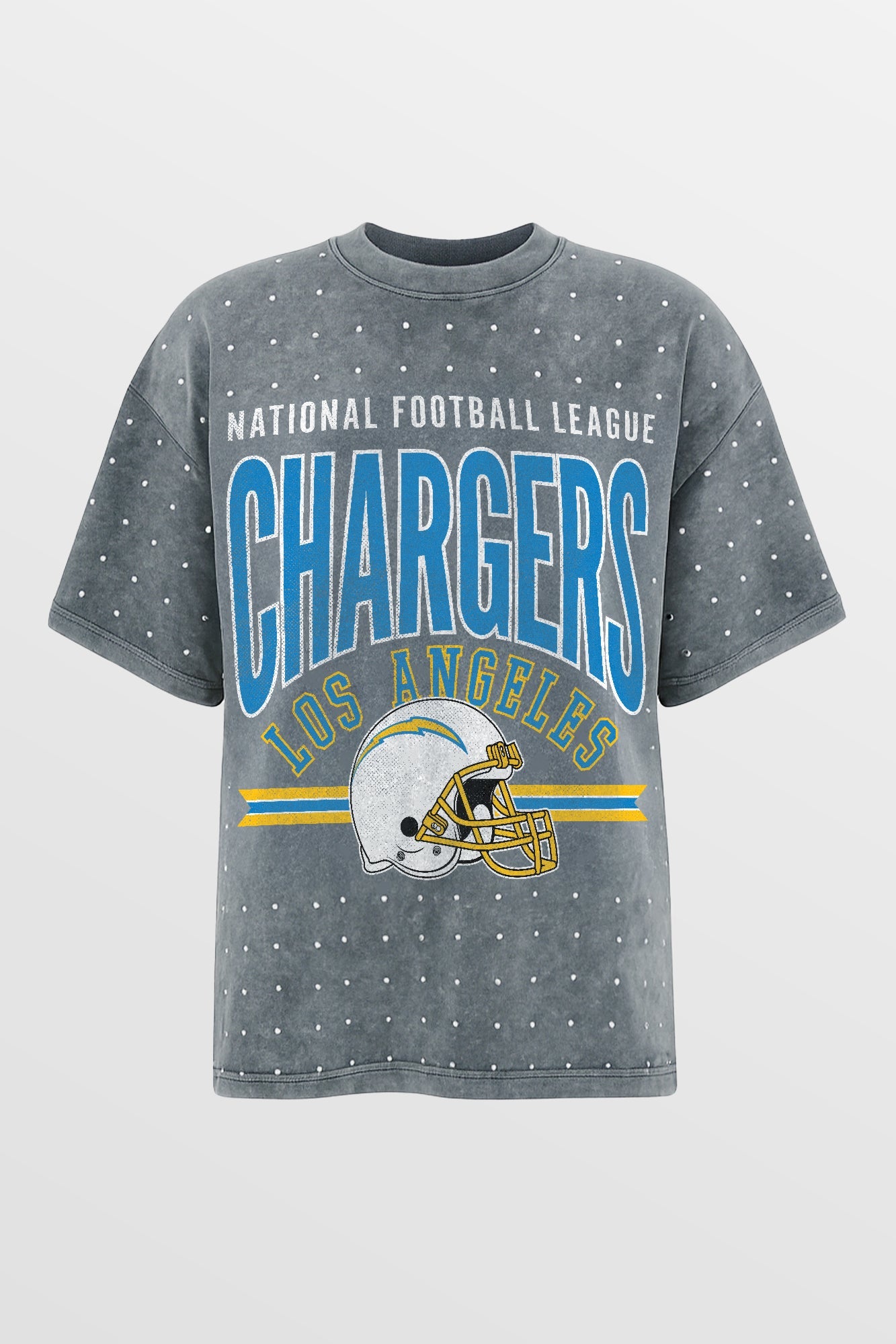 LOS ANGELES CHARGERS PRIME SHINE MINI RHINESTONE SHORT SLEEVE CLASSIC TEE BY RANDI MAHOMES