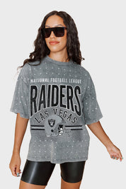 LAS VEGAS RAIDERS PRIME SHINE MINI RHINESTONE SHORT SLEEVE CLASSIC TEE BY RANDI MAHOMES