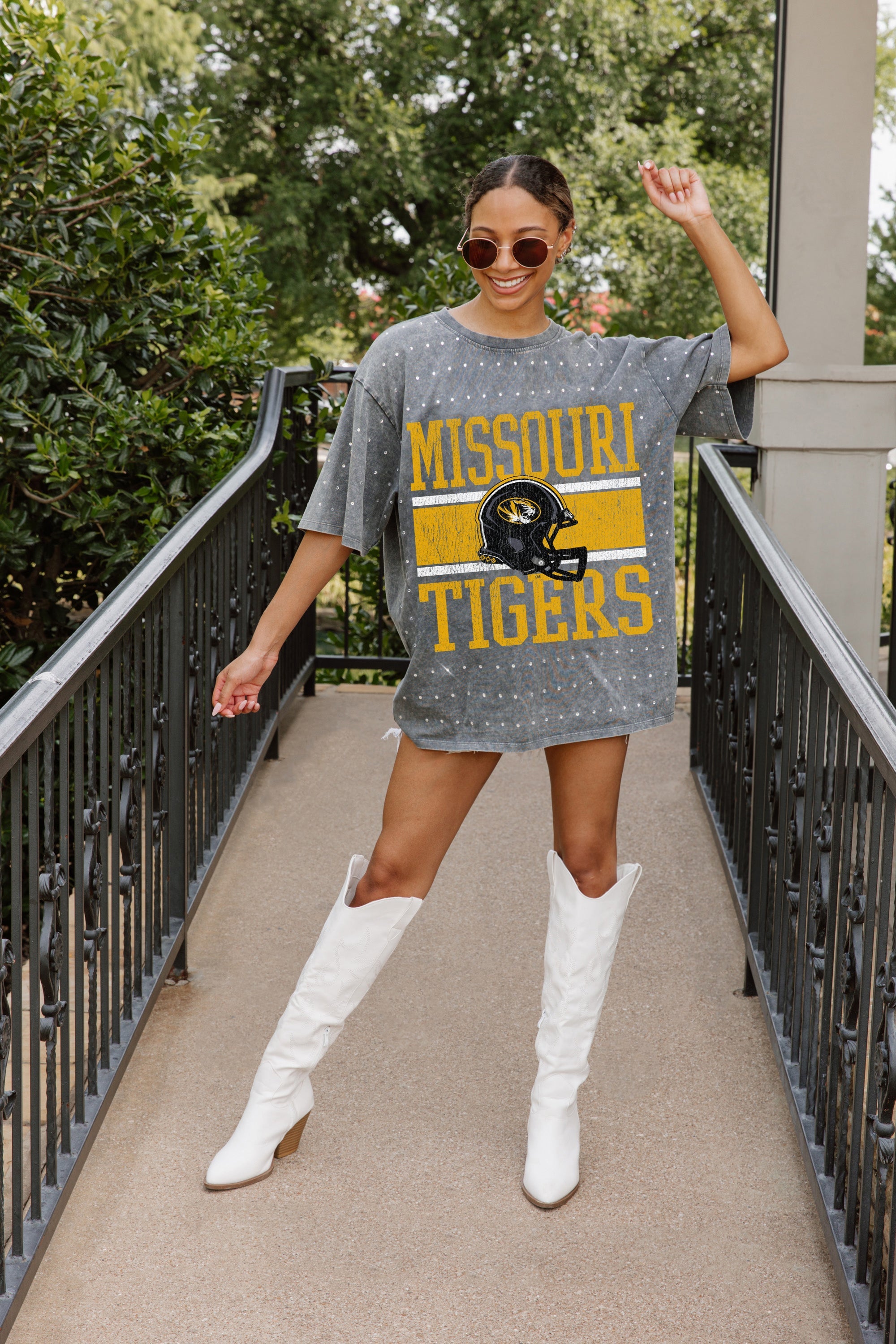 MISSOURI TIGERS ON THE BALL MINI RHINESTONE SHORT SLEEVE CLASSIC TEE