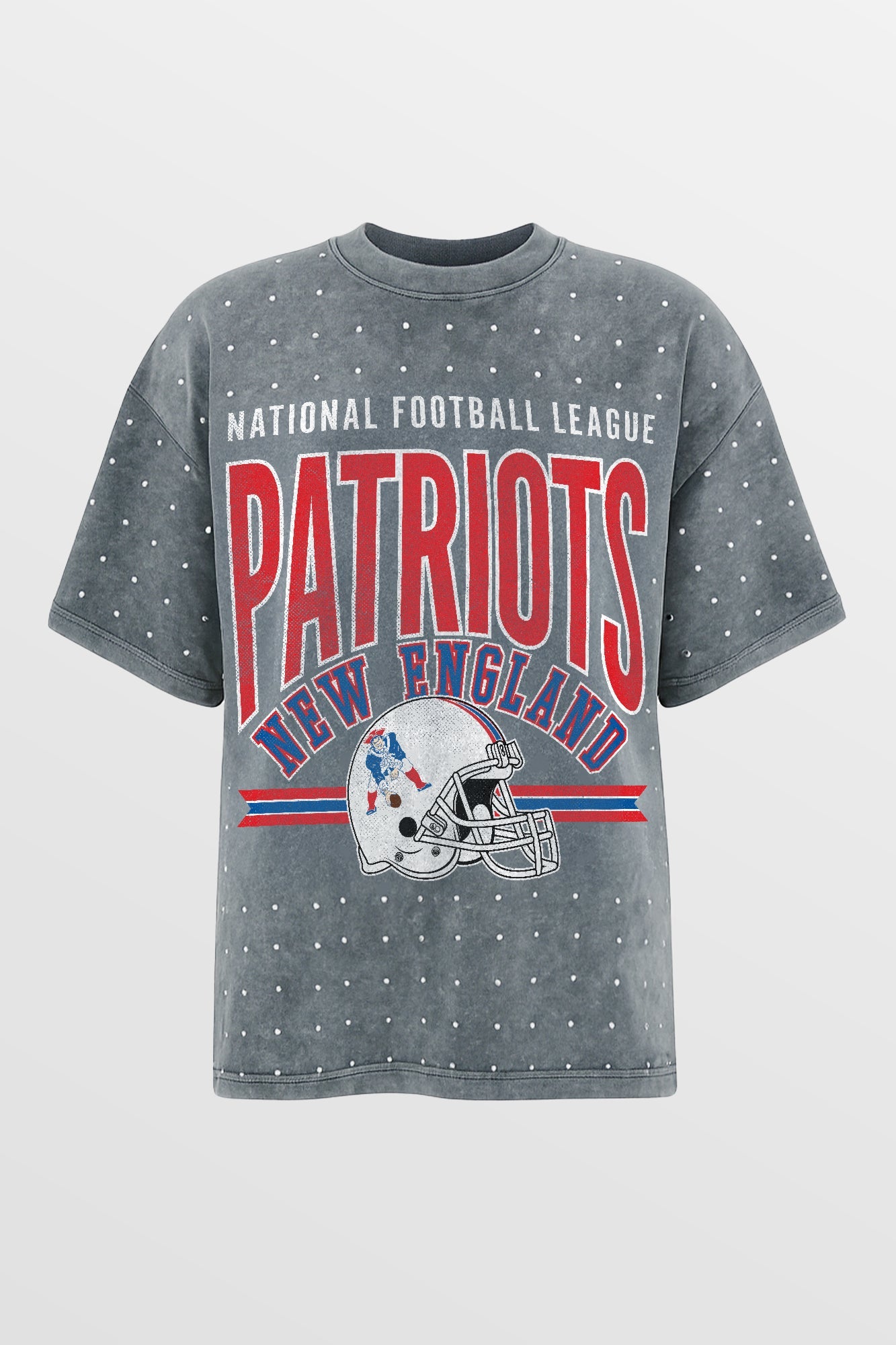 NEW ENGLAND PATRIOTS PRIME SHINE MINI RHINESTONE SHORT SLEEVE CLASSIC TEE BY RANDI MAHOMES