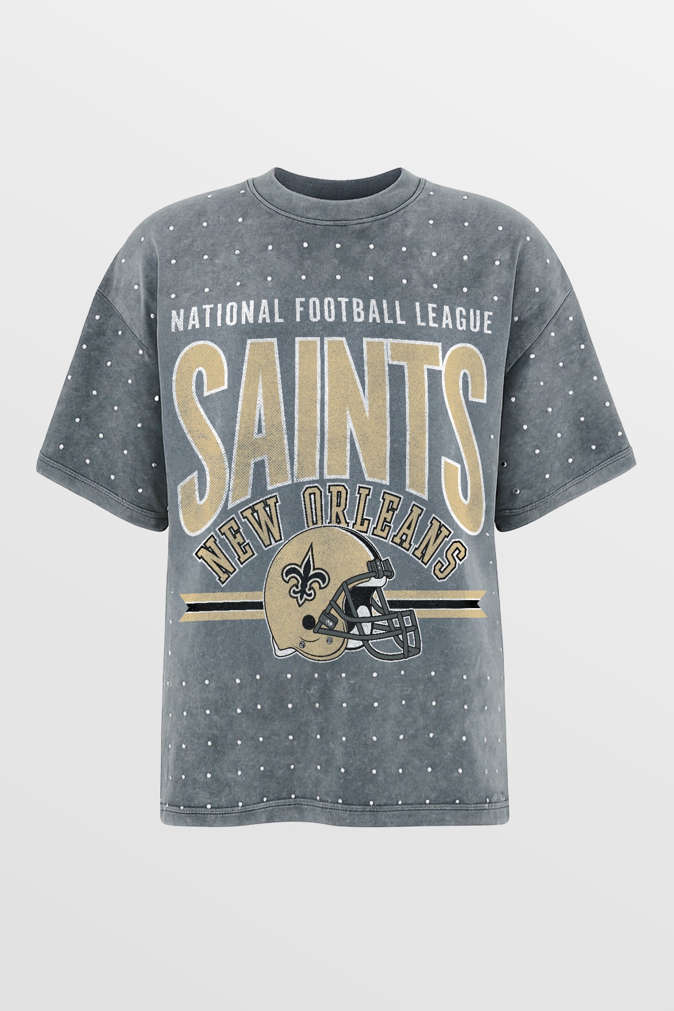 NEW ORLEANS SAINTS PRIME SHINE MINI RHINESTONE SHORT SLEEVE CLASSIC TEE BY RANDI MAHOMES