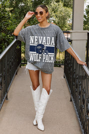 NEVADA WOLF PACK ON THE BALL MINI RHINESTONE SHORT SLEEVE CLASSIC TEE