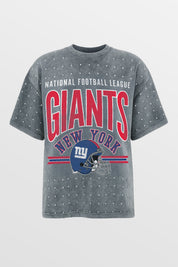 NEW YORK GIANTS PRIME SHINE MINI RHINESTONE SHORT SLEEVE CLASSIC TEE BY RANDI MAHOMES