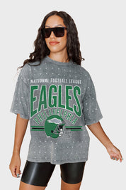 PHILADELPHIA EAGLES PRIME SHINE MINI RHINESTONE SHORT SLEEVE CLASSIC TEE BY RANDI MAHOMES