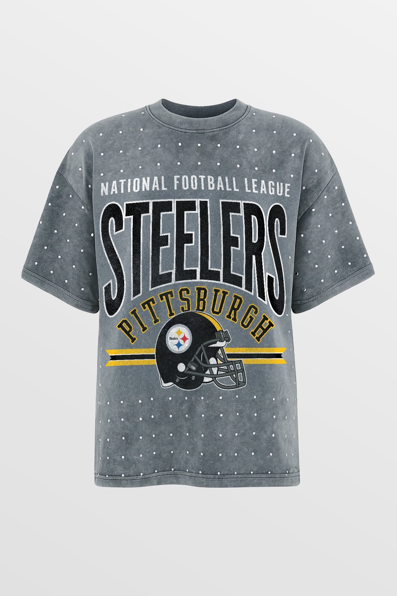 PITTSBURGH STEELERS PRIME SHINE MINI RHINESTONE SHORT SLEEVE CLASSIC TEE BY RANDI MAHOMES