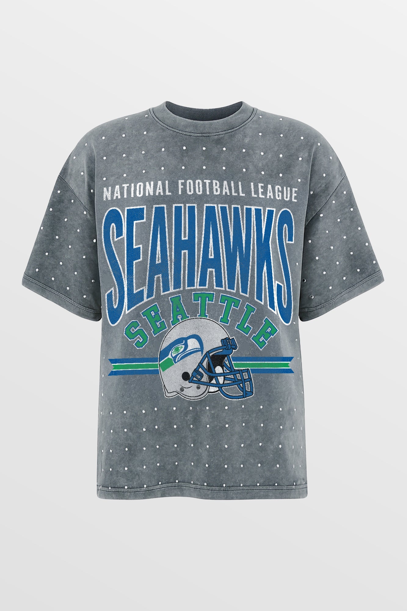 SEATTLE SEAHAWKS PRIME SHINE MINI RHINESTONE SHORT SLEEVE CLASSIC TEE BY RANDI MAHOMES
