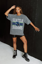SEATTLE SEAHAWKS ON THE BALL MINI RHINESTONE SHORT SLEEVE CLASSIC TEE