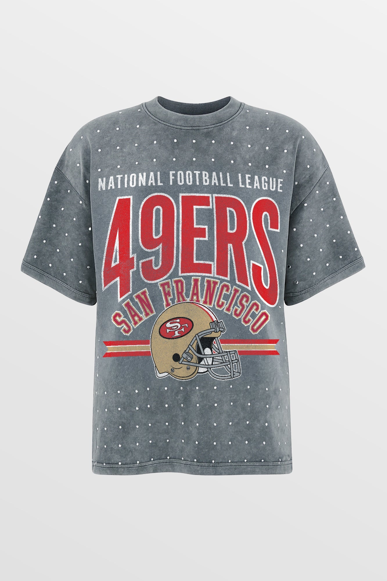 SAN FRANCISCO 49ERS PRIME SHINE MINI RHINESTONE SHORT SLEEVE CLASSIC TEE BY RANDI MAHOMES