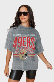 SAN FRANCISCO 49ERS PRIME SHINE MINI RHINESTONE SHORT SLEEVE CLASSIC TEE BY RANDI MAHOMES