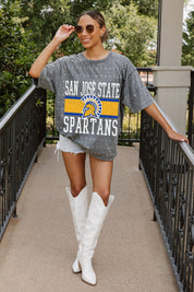 SAN JOSE STATE SPARTANS ON THE BALL MINI RHINESTONE SHORT SLEEVE CLASSIC TEE