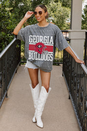 GEORGIA BULLDOGS ON THE BALL MINI RHINESTONE SHORT SLEEVE CLASSIC TEE