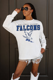 AIR FORCE FALCONS BIG GOALS OVERSIZED LONG SLEEVE TEE WITH RIBBED NECKLINE AND CUFFS