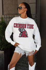 ALABAMA CRIMSON TIDE BIG GOALS OVERSIZED LONG SLEEVE TEE WITH RIBBED NECKLINE AND CUFFS