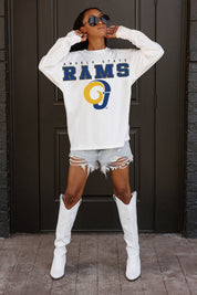 ANGELO STATE RAMS BIG GOALS OVERSIZED LONG SLEEVE TEE WITH RIBBED NECKLINE AND CUFFS