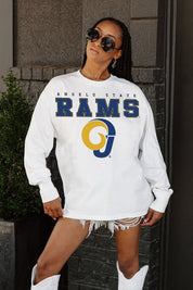 ANGELO STATE RAMS BIG GOALS OVERSIZED LONG SLEEVE TEE WITH RIBBED NECKLINE AND CUFFS