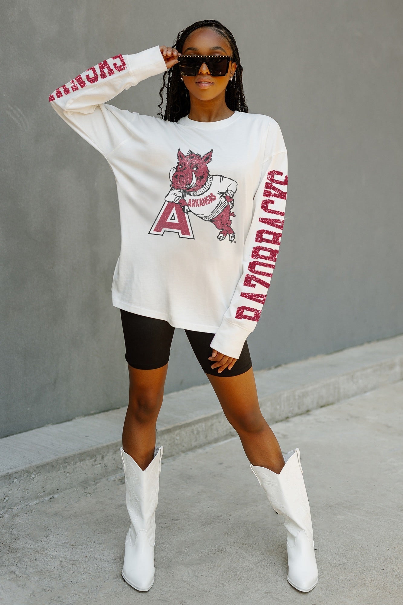 ARKANSAS RAZORBACKS GAME PLAN OVERSIZED LONG SLEEVE TEE
