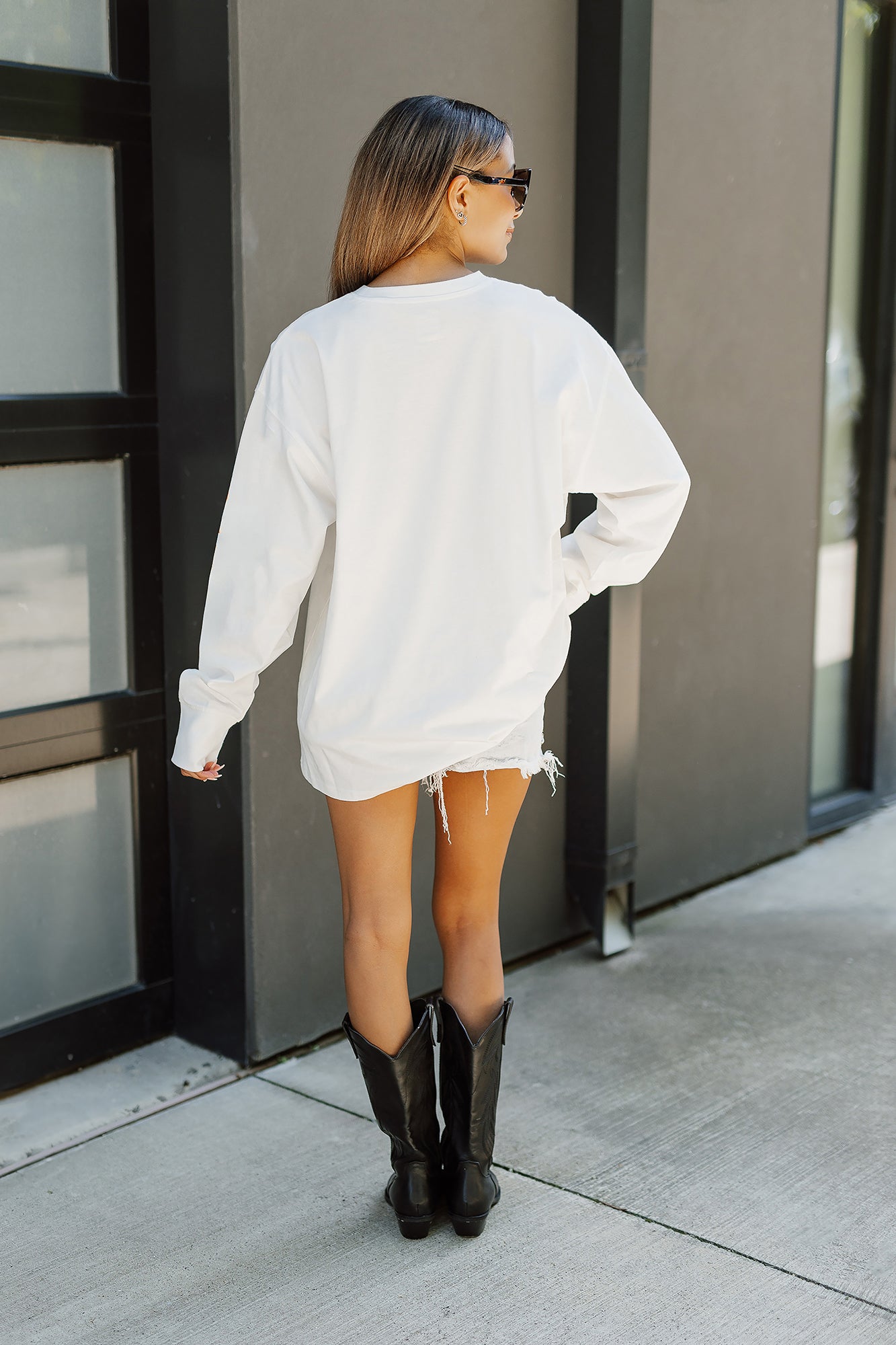 ARKANSAS RAZORBACKS TIME OUT OVERSIZED LONG SLEEVE TEE WITH RIBBED NECKLINE AND CUFFS