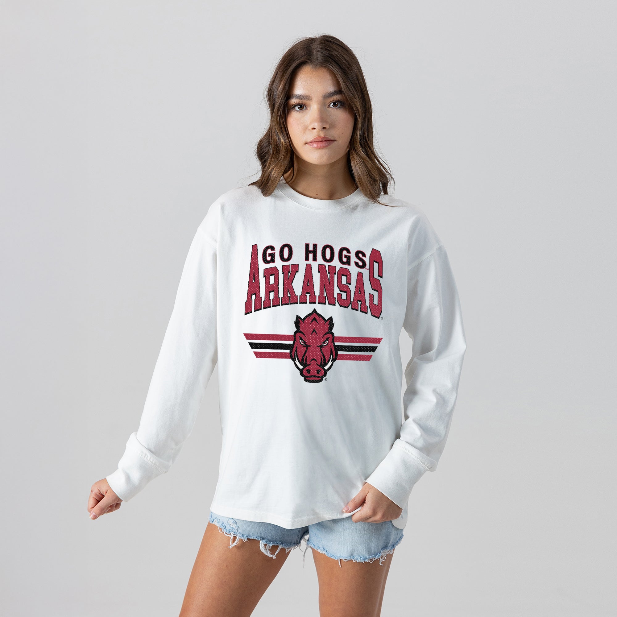 ARKANSAS RAZORBACKS SWIFT STRIKE ESSENTIAL RELAXED FIT LONG SLEEVE TEE