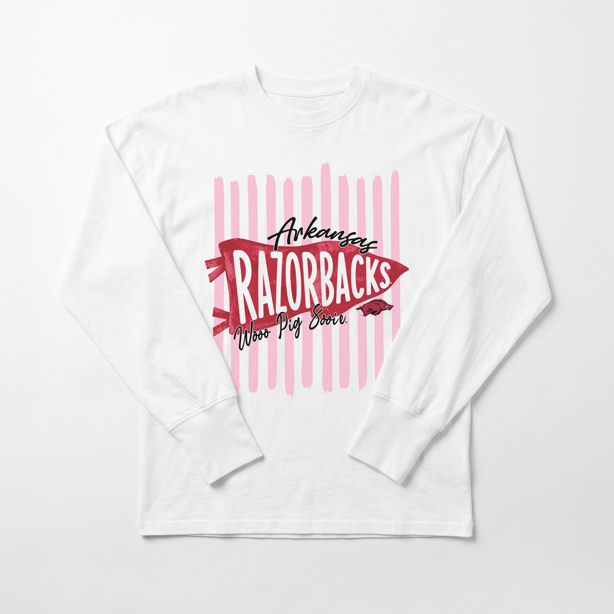 ARKANSAS RAZORBACKS RALLY STRIPE ESSENTIAL RELAXED FIT LONG SLEEVE TEE