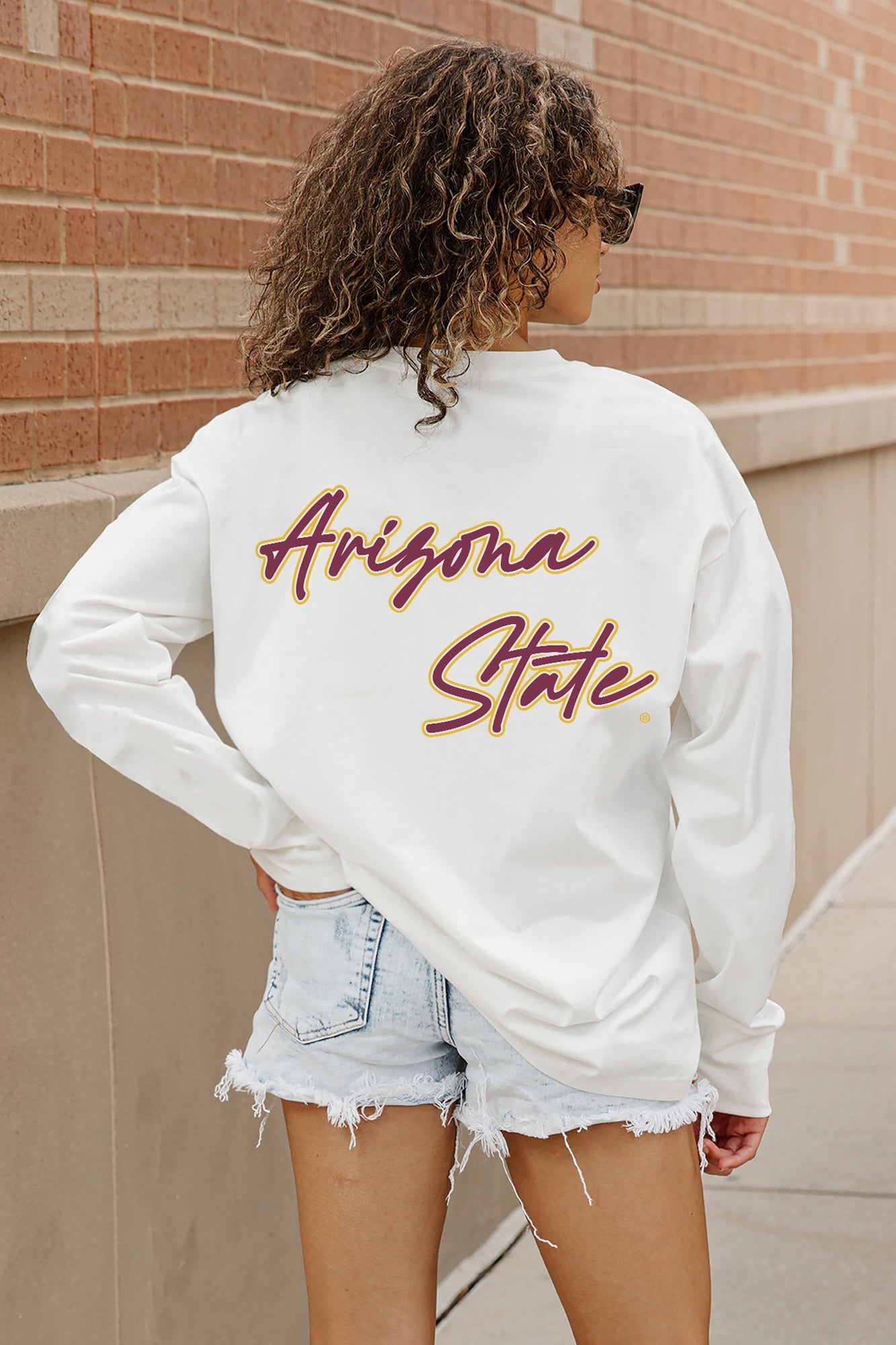 ARIZONA STATE SUN DEVILS DOUBLE MOVE OVERSIZED LONG SLEEVE TEE WITH RIBBED NECKLINE AND CUFFS