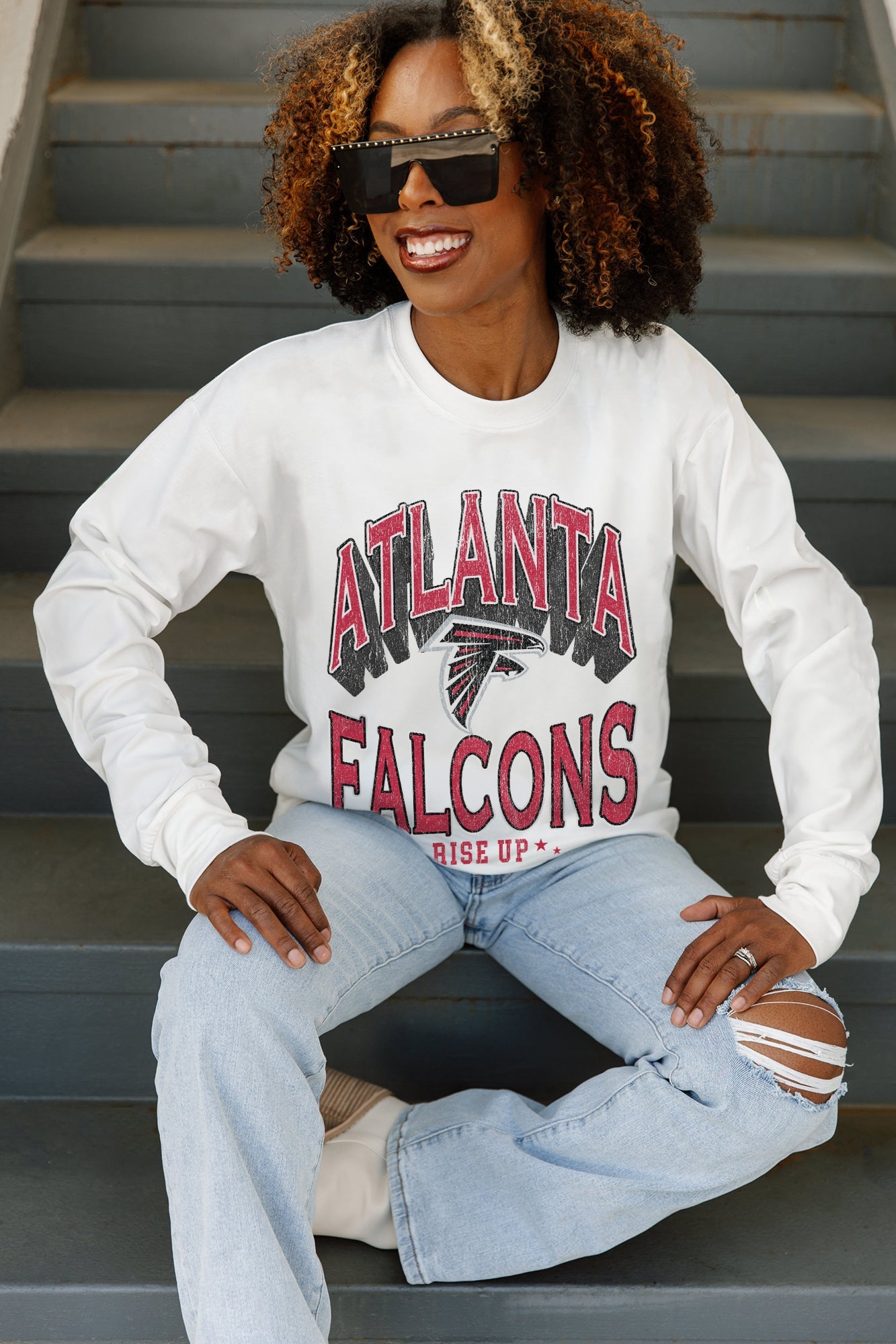 ATLANTA FALCONS TIME OUT OVERSIZED MIDWEIGHT LONG SLEEVE TEE