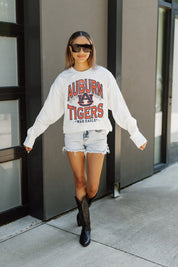White Auburn Tigers Time Out Oversized Long Sleeve Tee - On Model Full Body | Gameday Couture - SOHO