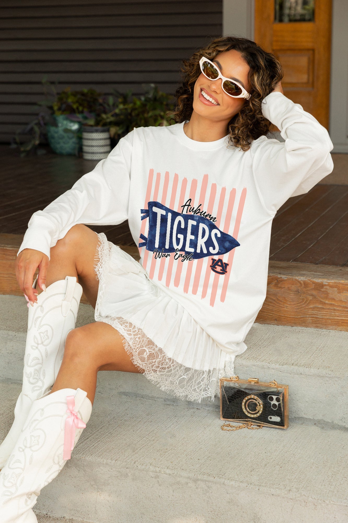 AUBURN TIGERS RALLY STRIPE ESSENTIAL RELAXED FIT LONG SLEEVE TEE