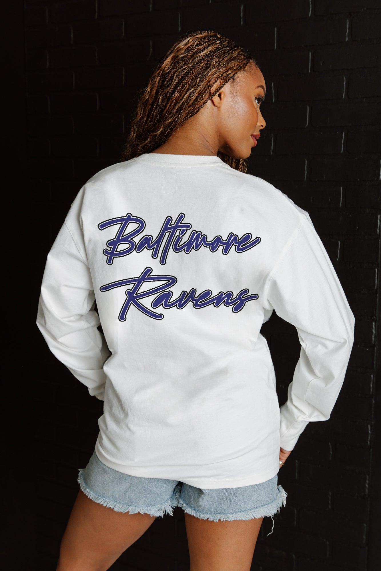 BALTIMORE RAVENS DOUBLE MOVE OVERSIZED MIDWEIGHT LONG SLEEVE TEE