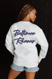 BALTIMORE RAVENS DOUBLE MOVE OVERSIZED MIDWEIGHT LONG SLEEVE TEE