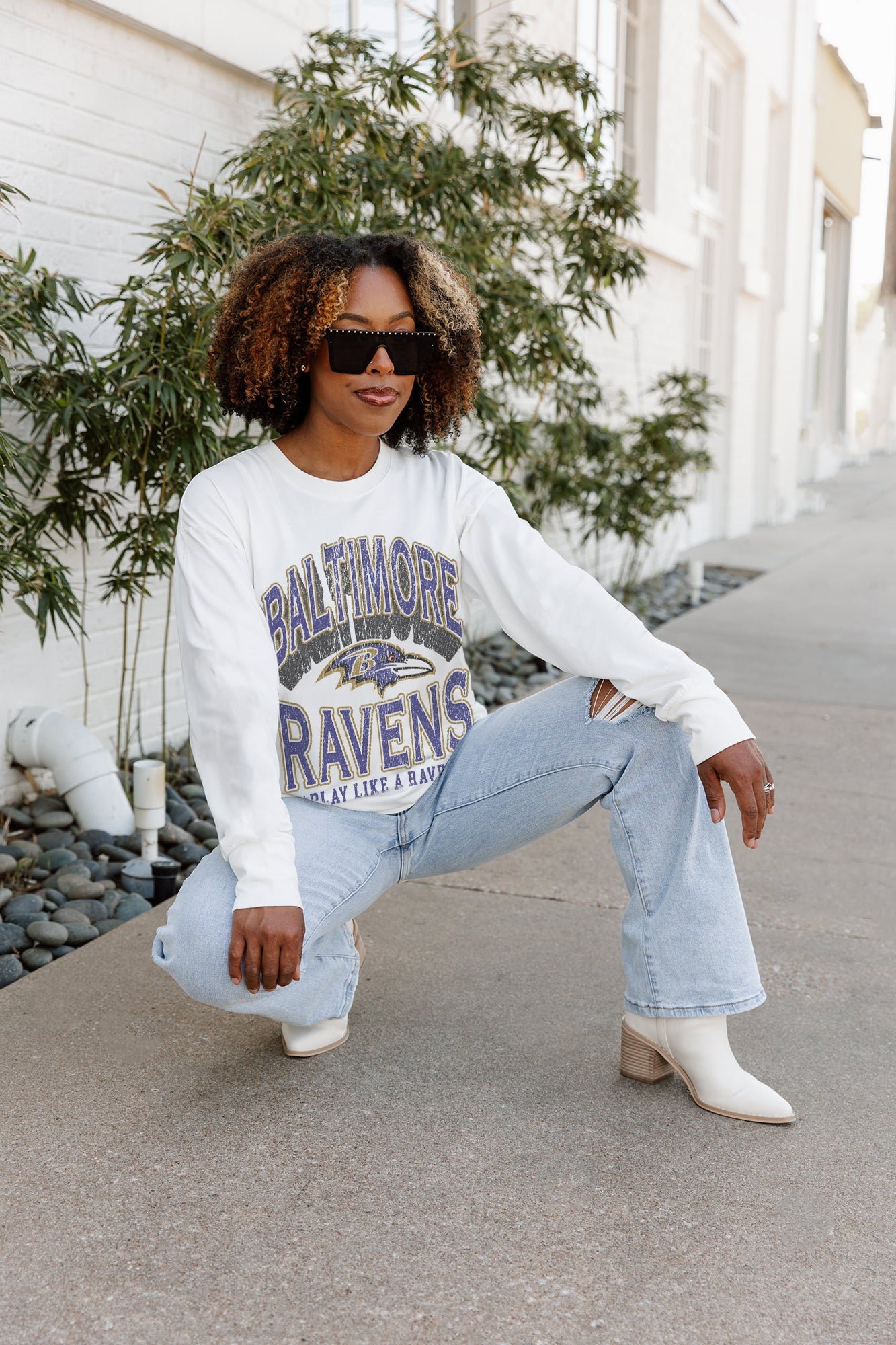 BALTIMORE RAVENS TIME OUT OVERSIZED MIDWEIGHT LONG SLEEVE TEE